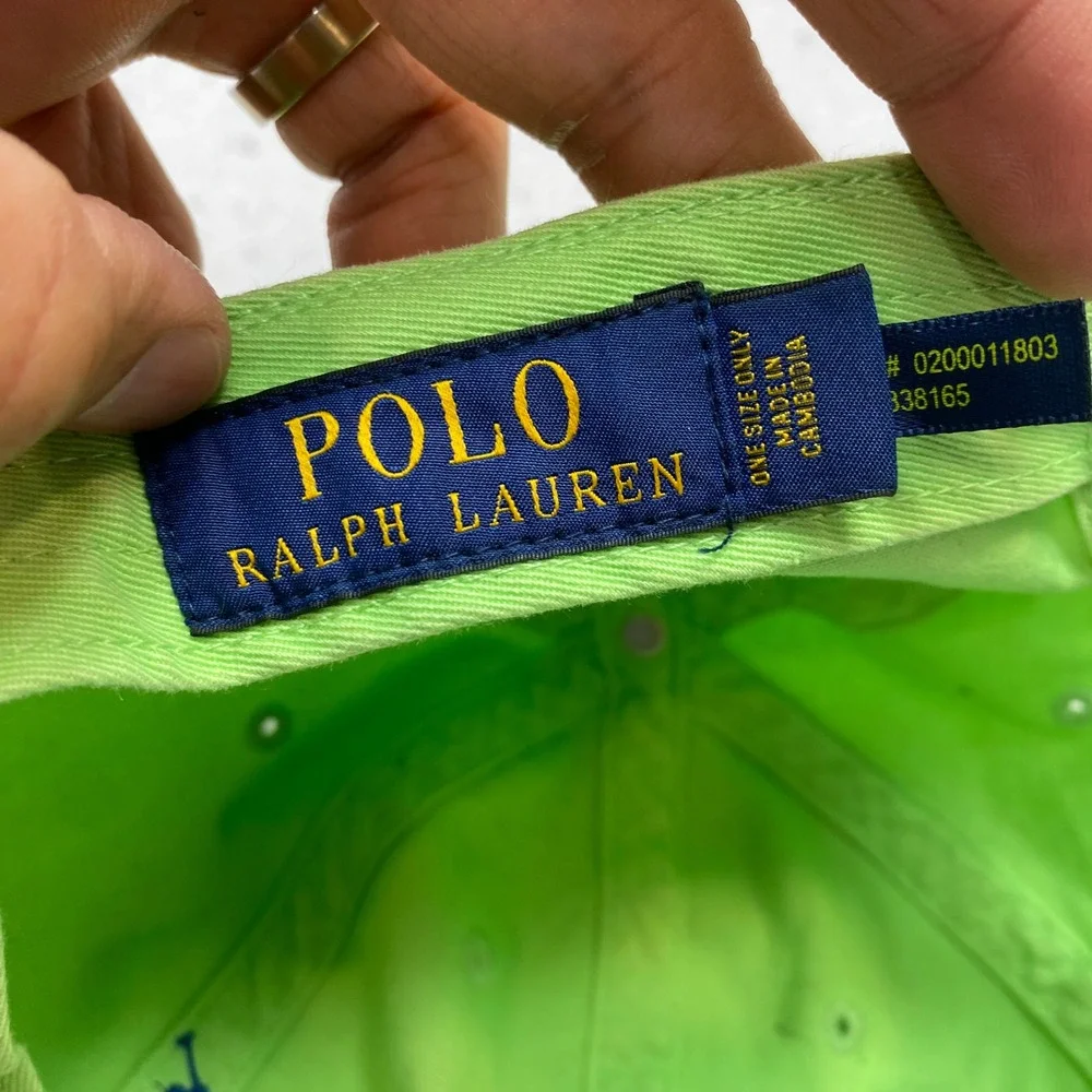 Polo Ralph Lauren Hat Unisex OS Lime Green Baseball Cap Embroidered Pony